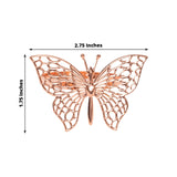 4 Pack | Blush Rose Gold Metal Butterfly Napkin Rings, Decorative Laser Cut Cloth Napkin Holders