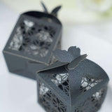 25 Pack | Black Butterfly Top Laser Cut Lace Favor Candy Gift Boxes