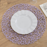 6 Pack Lavender Lilac Woven Fiber Disposable Placemats, Round Table Mats 15inch