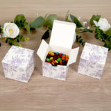 25 Pack Candy Treat Favor Boxes in French Toile Pattern - White and Lavender Party Gift Boxes