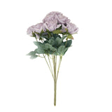 2 Bouquets | 17inch Lavender Lilac Real Touch Artificial Silk Rose Flower Bushes