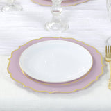 10 Pack Lavender Lilac Plastic Dinner Plates, Disposable Tableware Round With Gold