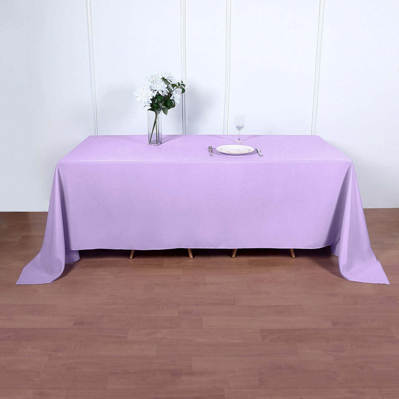 Lavender tablecloth on a dining table