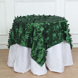 54" Green 3D Leaf Petal Taffeta Fabric Square Table Overlay