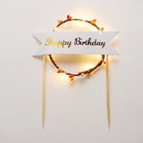 LED Light Up Wreath Happy Birthday Banner Cake Topper, Blinking Cake Decoration