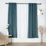 2 Pack | Handmade Blue Faux Linen Curtains 52x84inch Curtain Panels With Chrome Grommets