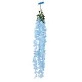 42inch Silk Hanging Wisteria Flower Garland Vines in Blue, Elaborated 5 Full Strands in