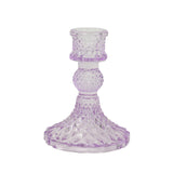 6 Pack Lavender Lilac Diamond Pattern Glass Pillar Votive Candle Stands#whtbkgd