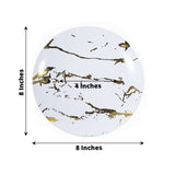 10 Pack | 8inch Gold and White Marble Plastic Appetizer Salad Plates