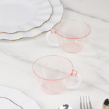 25-Pack Disposable Plastic Coffee Cups with Handles - 6oz Transparent Blush Hard Tea Mugs