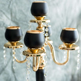 25inch Gold/Black 5 Arm Metal Tealight Votive Candelabra Candle Holder Centerpiece