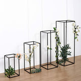 Set of 4 | Matte Black Metal Frame Flower Stand, Wedding Column Centerpieces - 16/24/32/40