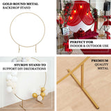 4ft Gold Metal Round Wedding Arch Table Centerpiece, Balloon Circle, Flower Frame Backdrop Stand