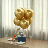 25 Pack | 12inches Metallic Chrome Gold Latex Helium or Air Party Balloons