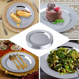 12 Pack - 8inch Glossy Silver Plastic Disposable Salad Dessert Plates Metallic Finish - Round