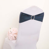 5 pack Metallic Navy Blue Spandex Chair Sashes With Attached Round Diamond Buckles