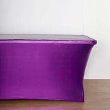 6FT Metallic Purple Rectangular Stretch Spandex Table Cover