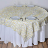 72"x72" Triple-Tone Mini-Rosettes Table Overlays - Ivory Umbre#whtbkgd