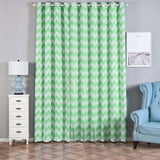 White/Mint Chevron Print Blackout Window Curtain Grommet Panels, Noise Cancelling Curtains