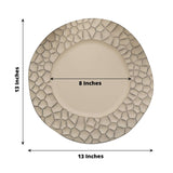 6 Pack Matte Finish Taupe Hammered Charger Plates, Flat Modern Dinner Serving Plates - 13inch