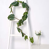 6ft Light Green Artificial Monstera Leaf Garland Plant, Tropical Vine