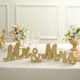 Gold Glittered Wooden Mr & Mrs Wedding Table Display Signs