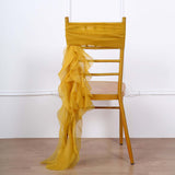 Mustard Yellow Chiffon Curly Chair Sash