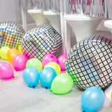 15inches Mirrored Silver Disco Ball Mylar Reusable Foil Helium Air Balloon