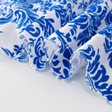 5 Pack Royal Blue White Damask Flocking Taffeta Napkins, Decorative Cloth Napkins