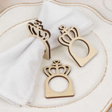 10 Pack Natural Wooden Princess Crown Farmhouse Napkin Holders, 3inch Boho Rustic Napkin Rings