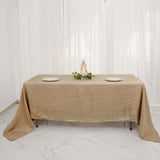 60"x102" Natural Faux Burlap Rectangle Tablecloth, Boho Chic Jute Table Linen