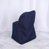 10 Pack Navy Blue Polyester Folding Chair Covers, Reusable Stain Resistant