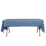 5 Pack Navy Blue Checkered Rectangle Plastic Table Covers, 54x108inch PVC Waterproof Disposable