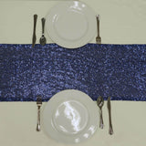 Navy Blue Premium Sequin Table Runners - Table Top Wedding Catering Party Decorations - 108x12"