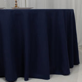 120inch Navy Blue Cotton Blend Round Tablecloth Seamless for 5 Foot Table