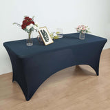 6ft Navy Blue Open Back Stretch Spandex Table Cover, Rectangular Fitted Tablecloth