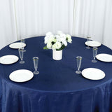 132inch Navy Blue Accordion Crinkle Taffeta Seamless Round Tablecloth