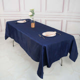 60"x102" Navy Blue Accordion Crinkle Taffeta Rectangle Tablecloth