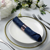 5 Pack | Navy Blue Accordion Crinkle Taffeta Dinner Napkins | 20x20Inch