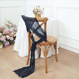 5 Pack | Navy Blue Gauze Cheesecloth Boho Chair Sashes - 16inch x 88inch