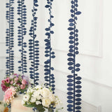 50ft | 4inch Navy Blue Leaf Petal Taffeta Ribbon Sash, Artificial DIY Fabric Garlands