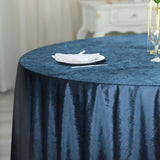 120inch Navy Blue Seamless Premium Velvet Round Tablecloth, Reusable Linen