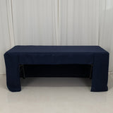 6ft Navy Blue Open Back Fitted Polyester Rectangle Tablecloth, Trade Show Table Cover