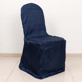 Navy Blue Crinkle Crushed Taffeta Banquet Chair Cover, Reusable Wedding Chair Cover