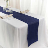 Accordion Crinkle Taffeta Table Runner - Navy Blue