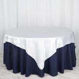 72" x 72" White Satin Square Tablecloth Overlay