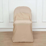 10 Pack Nude Polyester Folding Chair Covers, Reusable Stain Resistant Slip On Chair Covers