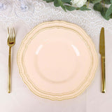 10 Pack | 9inch Nude / Gold Scalloped Rim Disposable Dinner Plates