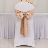 5 Pack Nude Lamour Satin Chair Sashes, Chair Bows - 6x106inch