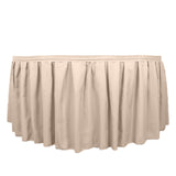 21ft Nude Pleated Polyester Table Skirt, Banquet Folding Table Skirt